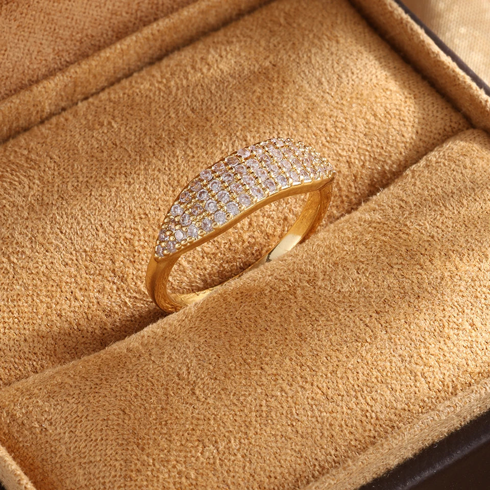 ZAKOL Tiktok Shein Trendy Shiny Micro Pave Zircon Finger Ring White  Crystal CZ Minimalist Aesthetic Ring for Women Wholesale