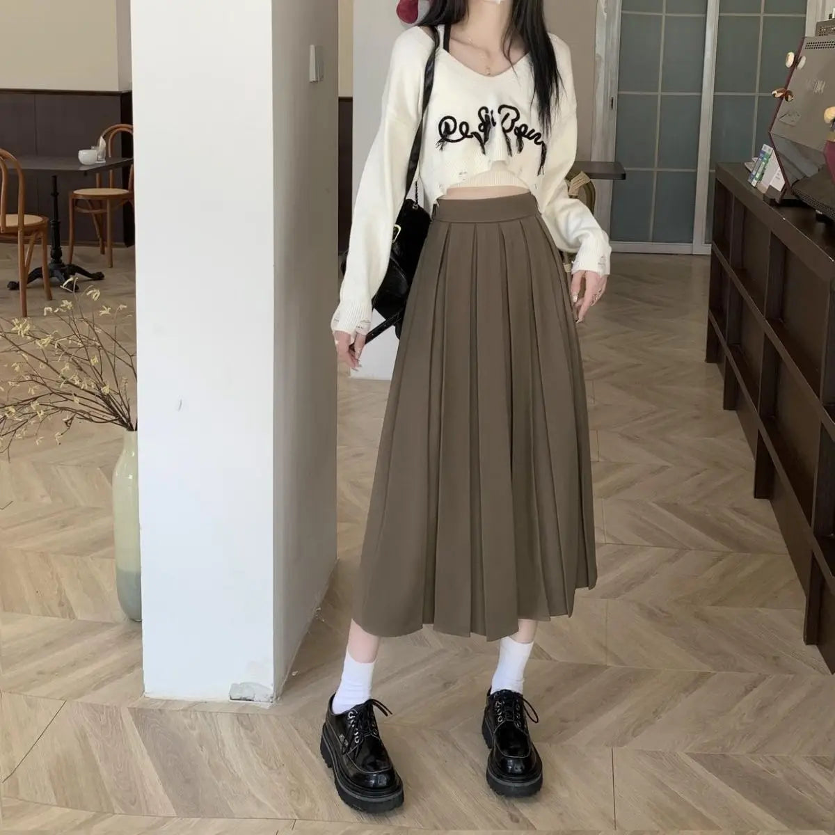 Modest Skirts for Women  Korean Style Long Black Skirt Women's Pleated Skirt Long Skirts for Women Fashion 2023 Dazy  A-LINE
