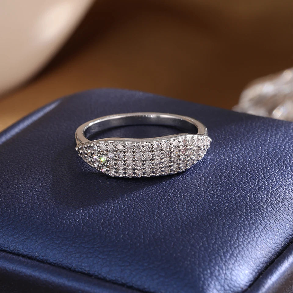 ZAKOL Tiktok Shein Trendy Shiny Micro Pave Zircon Finger Ring White  Crystal CZ Minimalist Aesthetic Ring for Women Wholesale