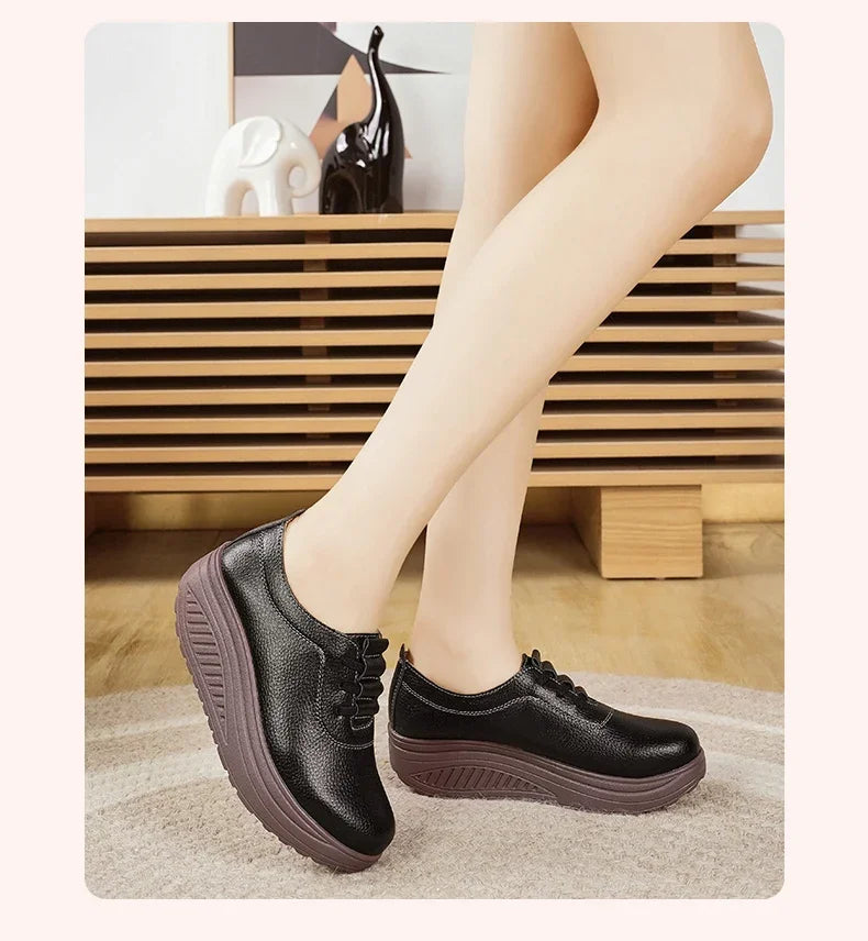 Women's Sneakers PU Leather Platform Thick Bottom Casual Walking Vulcanized Shoes Fashion Female Footwear Zapatillas Mujer