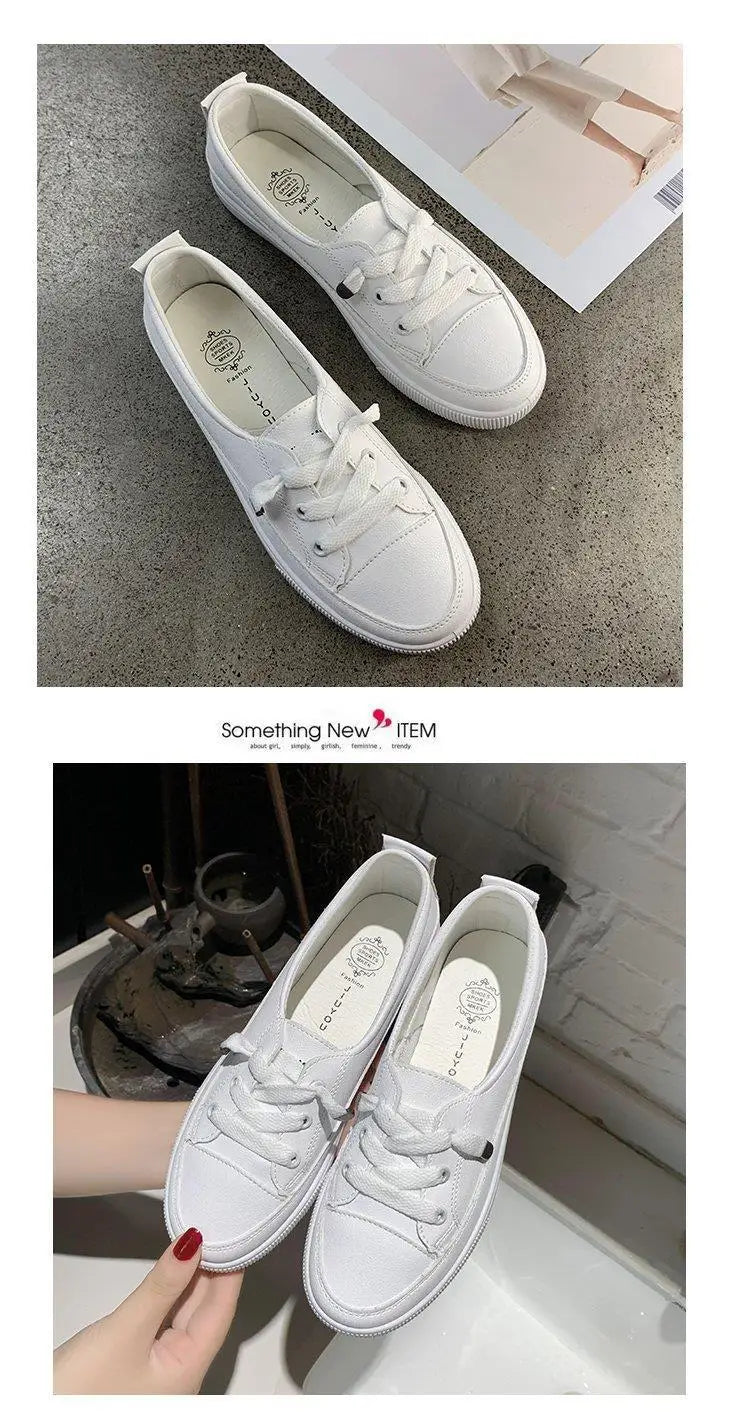 Women's Shoes 2024 New PU Leather Comfortable Casual Sports Shoes Fashionable Versatile Flat White Shoes