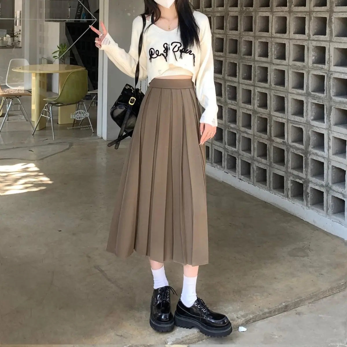 Modest Skirts for Women  Korean Style Long Black Skirt Women's Pleated Skirt Long Skirts for Women Fashion 2023 Dazy  A-LINE