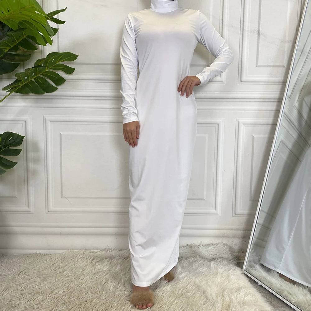 عباية محتشمة نسائية كاجوال فيستدو برقبة عالية وحجاب داخلي فستان مسلم للنساء ماكسي رداء قفطان تركي قفطان ملابس إسلامية