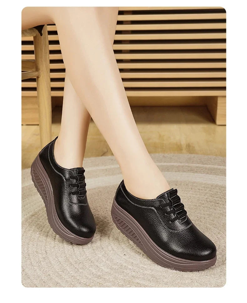 Women's Sneakers PU Leather Platform Thick Bottom Casual Walking Vulcanized Shoes Fashion Female Footwear Zapatillas Mujer