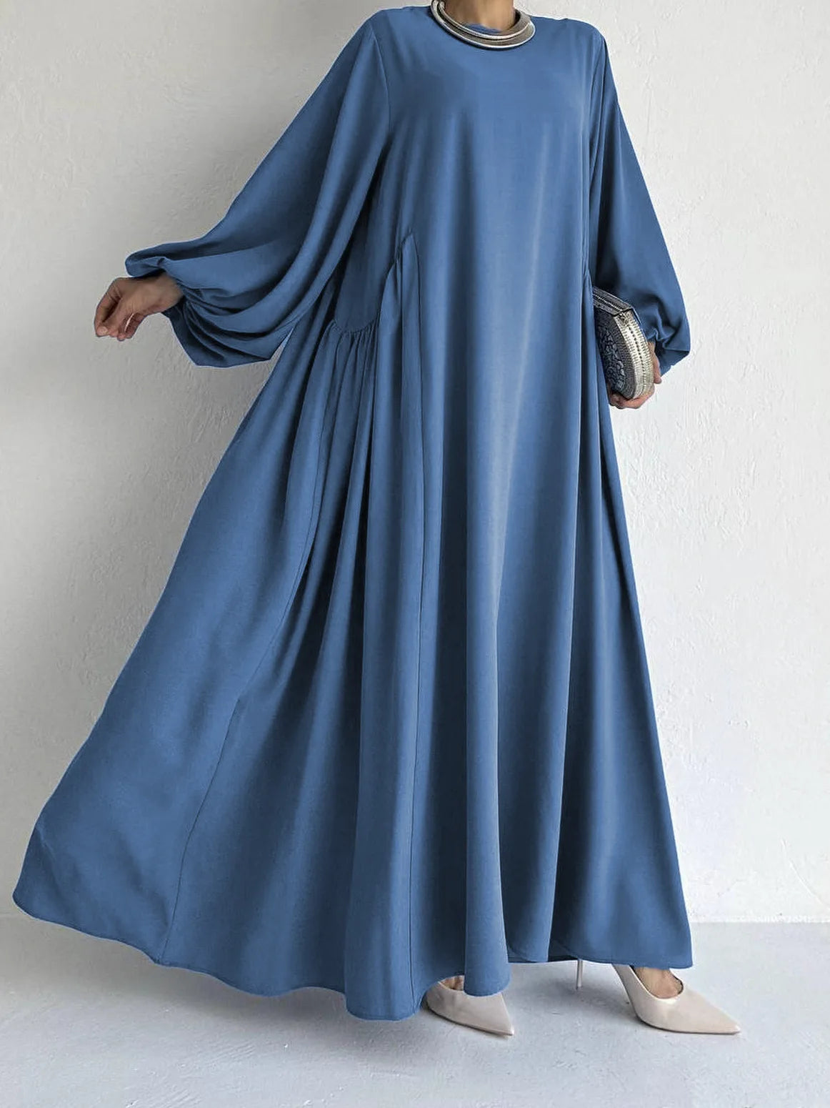 New Women Muslim Dresses Fashion Simple Solid Abaya Ramadan Caftan Elegant Female Casual Plain Maxi Dress Modest Dress for Women