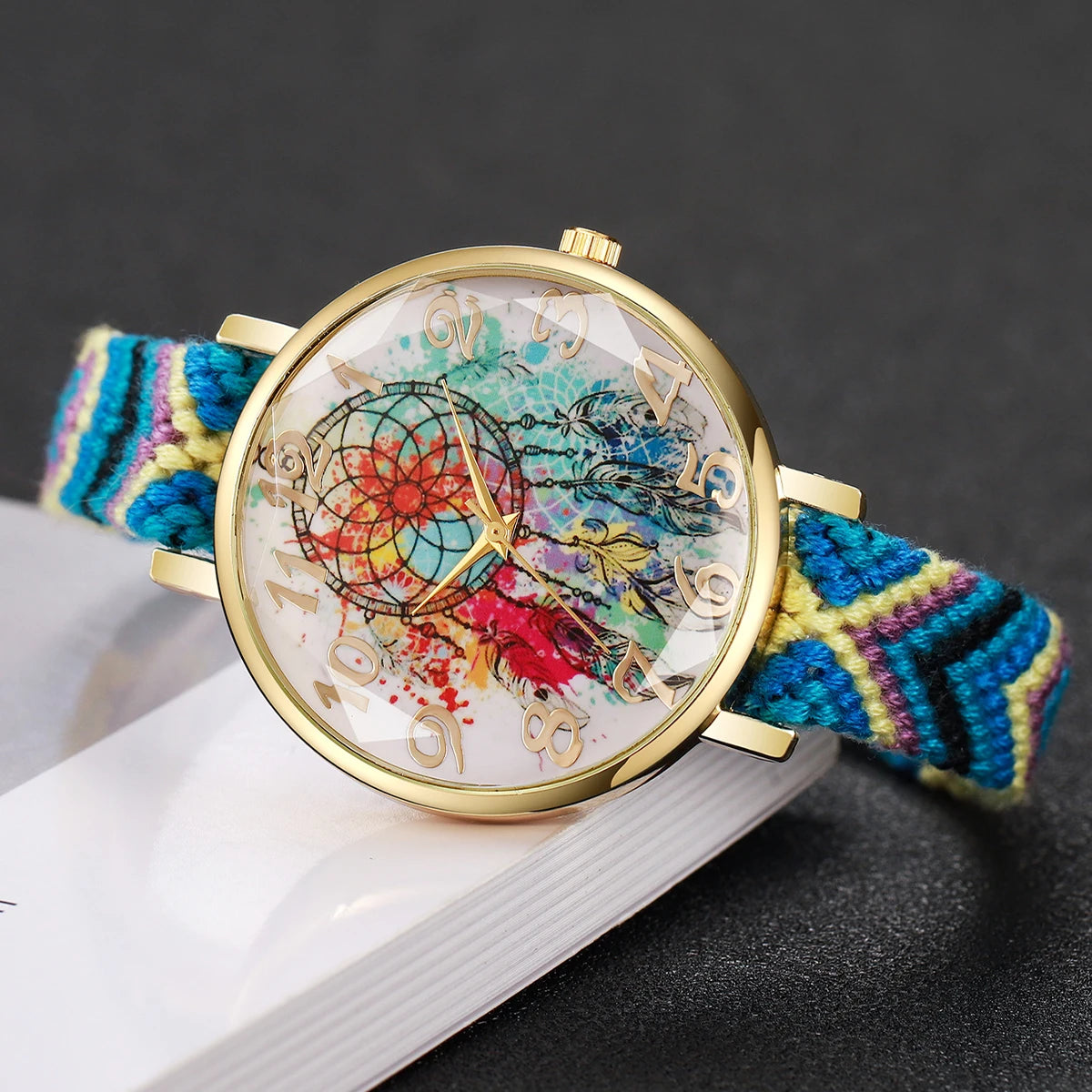 Fashion Woven Strap Women Watches Vintage Arabic Numeral Dial Quartz Watches For Ladies Clock Reloj Mujer（Without Box）