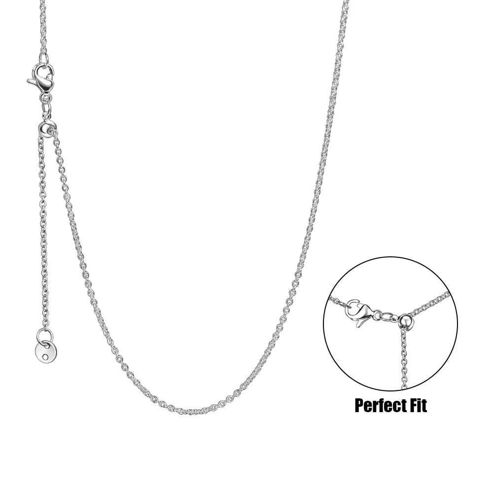 New 925 Sterling Silver Simple Necklace Gold Silver Rose Gold Premium Bare Chain For Women Valentine's Birthday Gift DIY Jewelry