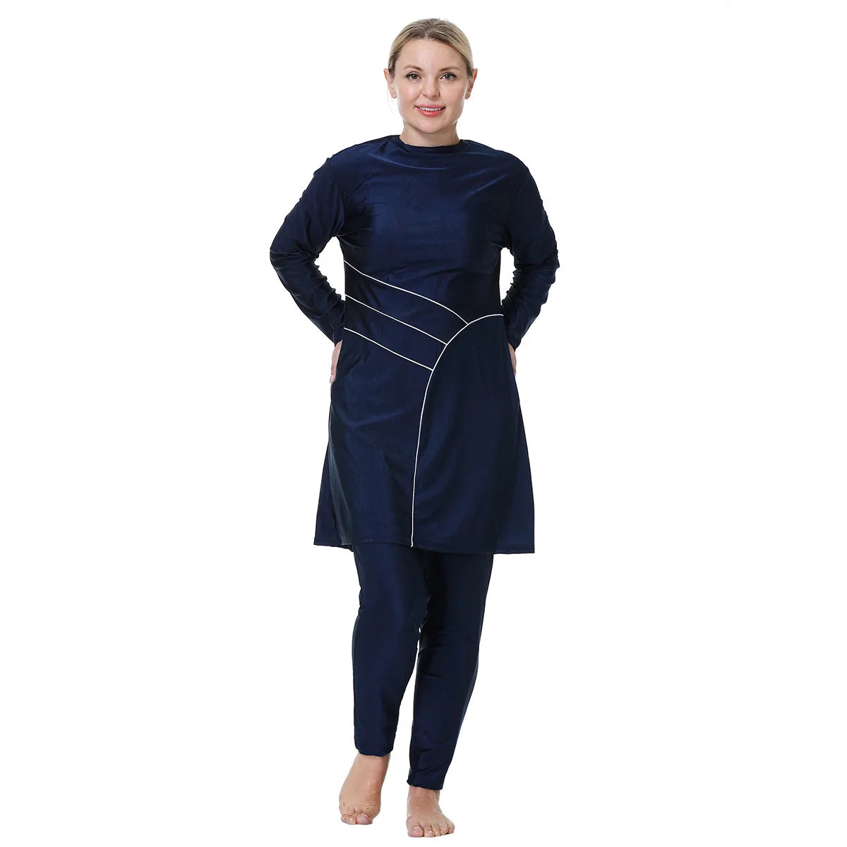 Muslim Modest Burkini Women Long Sleeve Print Swimwear Full Cover Swimsuit Islamic Bathing Suit Beachwear Swimming Costumes Set