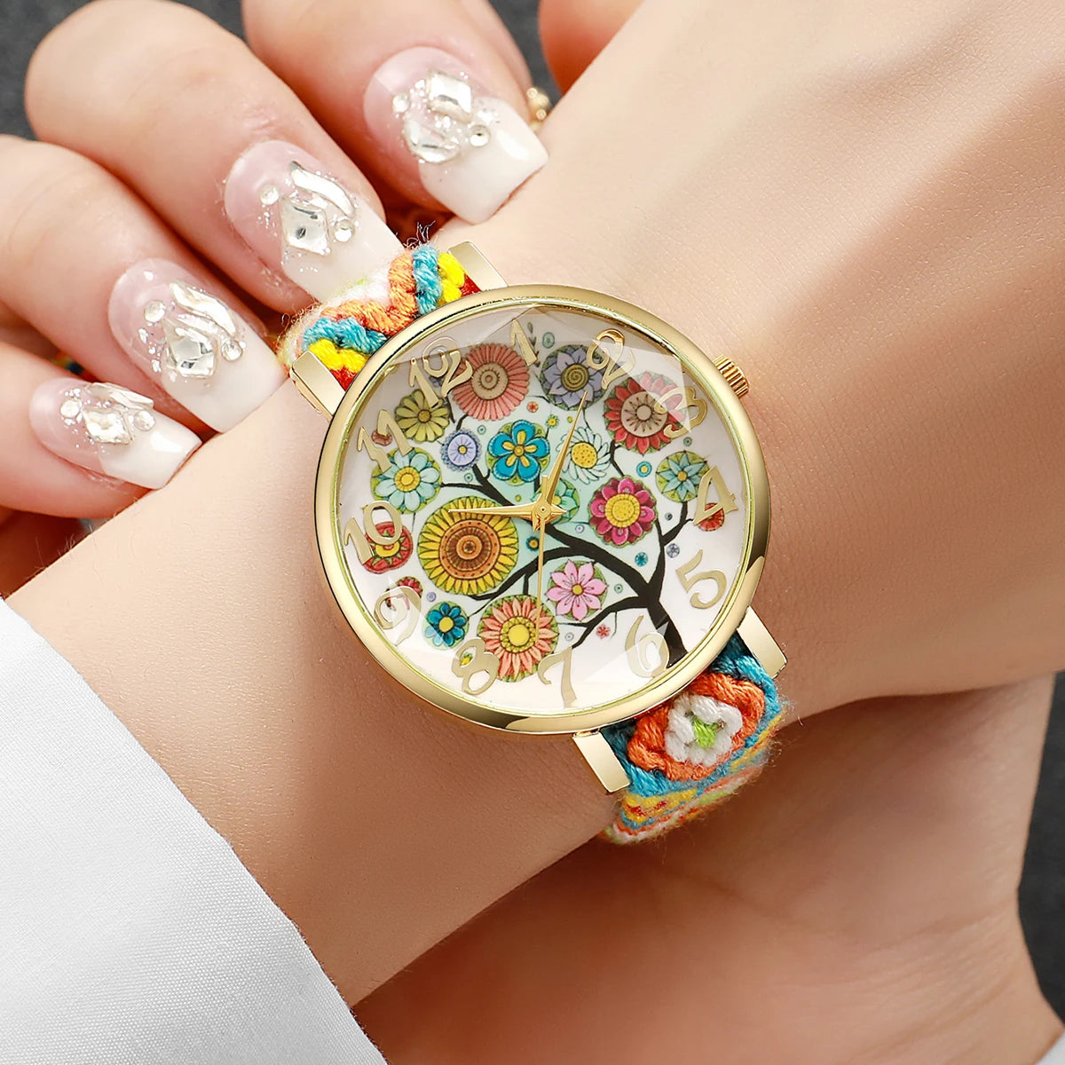 Fashion Woven Strap Women Watches Vintage Arabic Numeral Dial Quartz Watches For Ladies Clock Reloj Mujer（Without Box）