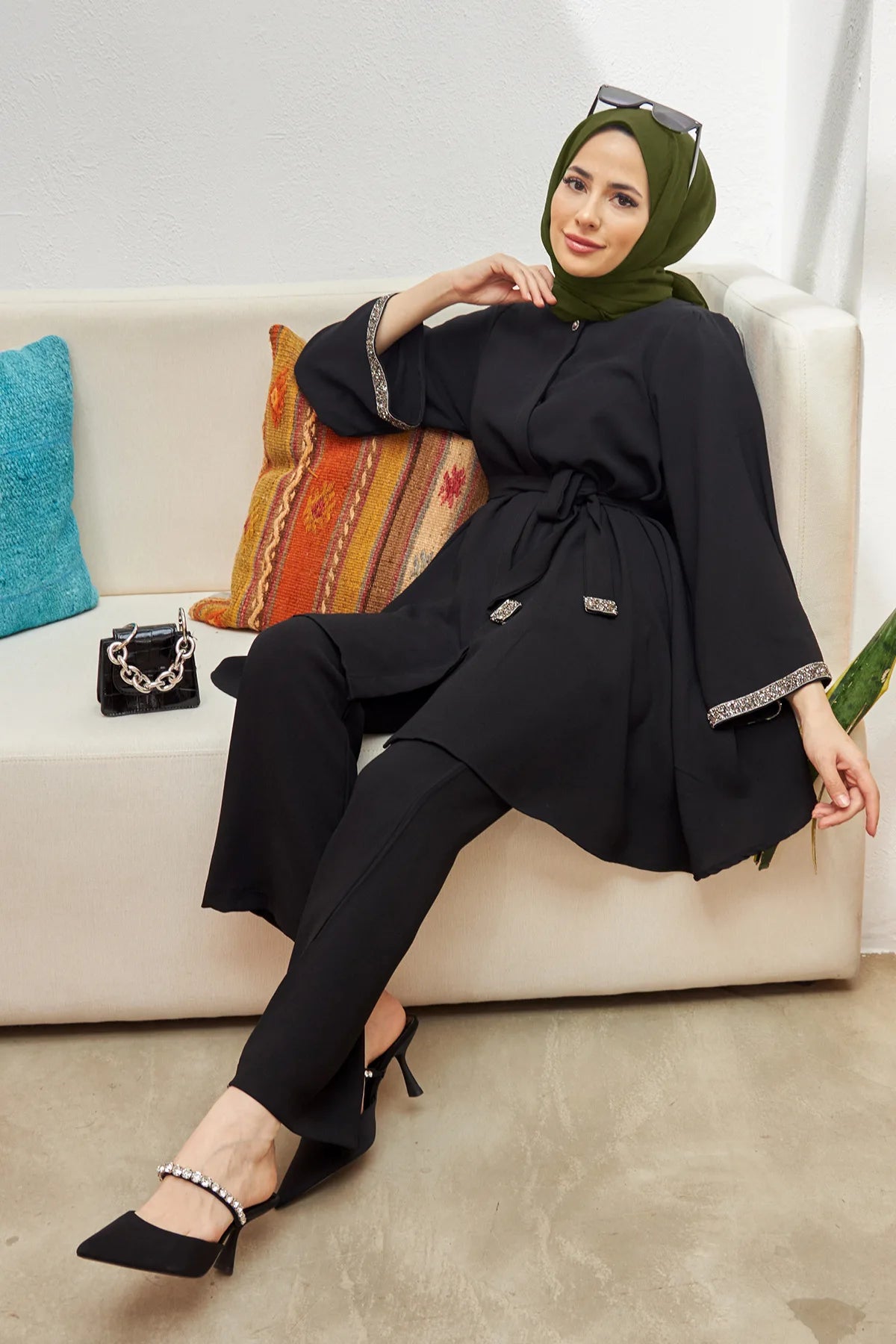 عباية رمضانية محتشمة مكونة من قطعتين، طقم إسلامي من دبي، بلوزات وسراويل، عبايات للنساء، قفطان، رداء نسائي، طقم إسلامي