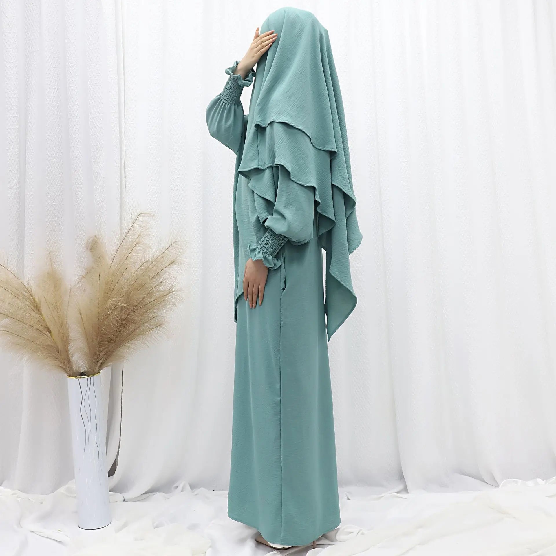 Ramadan Modest Muslim Women Dresses Headscarf Abaya Morocco Kaftan Dubai Turkey Abayas Islam Vestidos Arab Long Robe Jalabiya