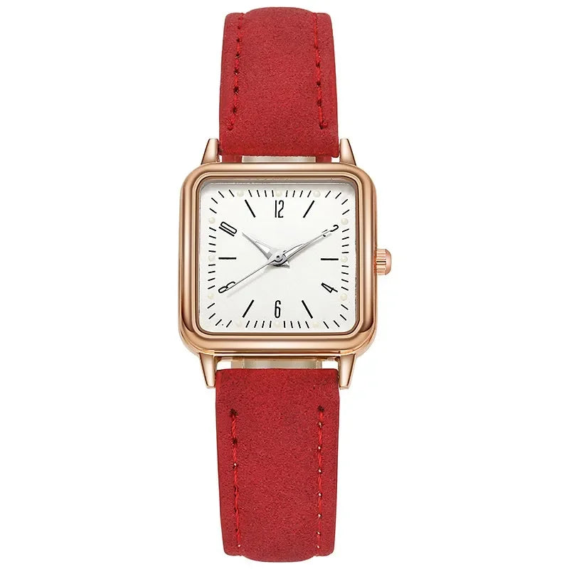 Fashion Simple Quartz watch for Women Reloj Mujer Women's Wristwatches Ladies Red Leather Bussiness Students Casual Watch Relojs