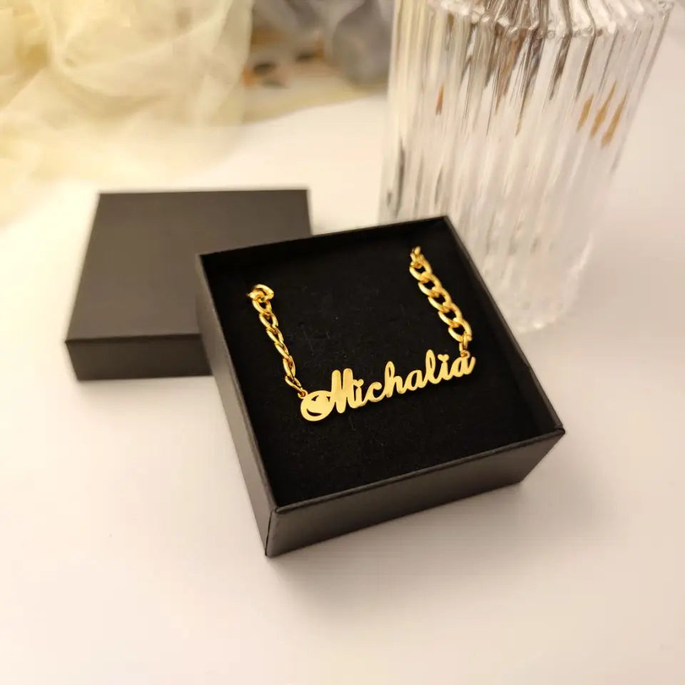 Personalized Name Necklace For Women Custom Letter Name Pendant Figaro Chain Necklace Fashion Stainless Steel Jewelry Gift