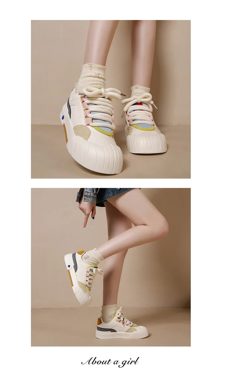Women's Shoes Versatile Biscuit Shoes Trend Women's Sneaker Comfortable Breathable Non-slip Wear-resistant Casual Sports Shoes