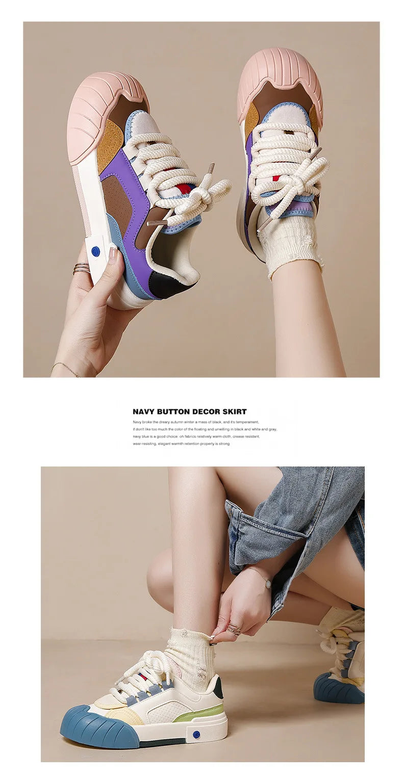 Women's Shoes Versatile Biscuit Shoes Trend Women's Sneaker Comfortable Breathable Non-slip Wear-resistant Casual Sports Shoes