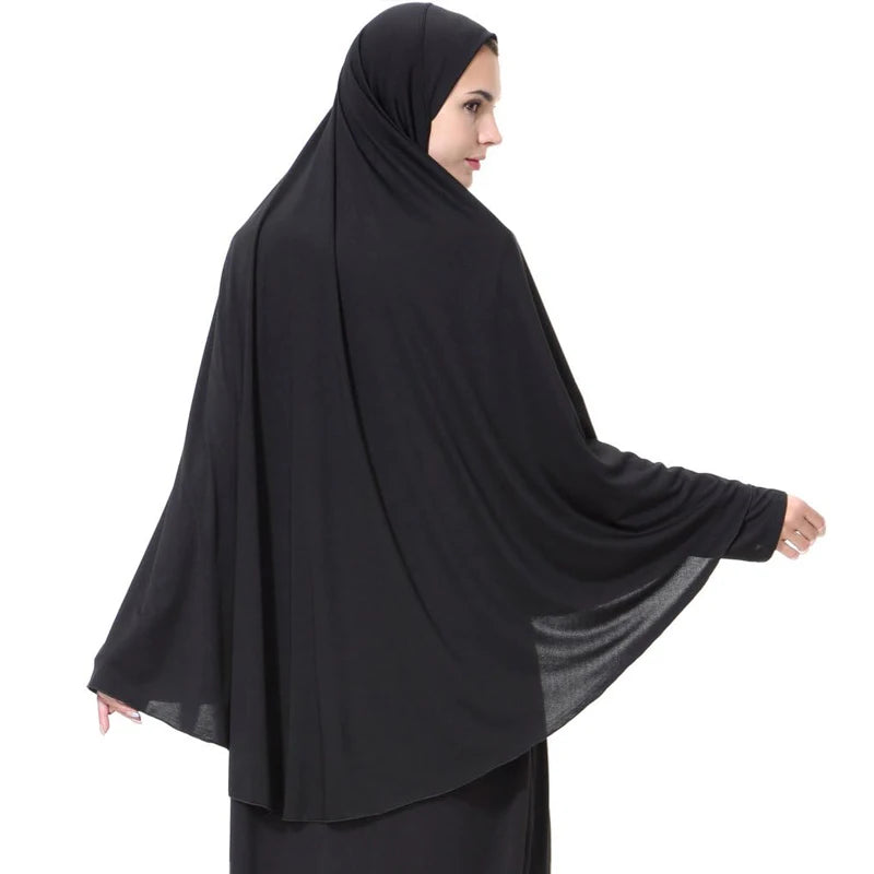 Women's Elegant Khimar Modest Muslim Islamic Ramadan Soft Lightweight Jersey Hijab Long Scarf Amira Prayer Abaya Jilbab