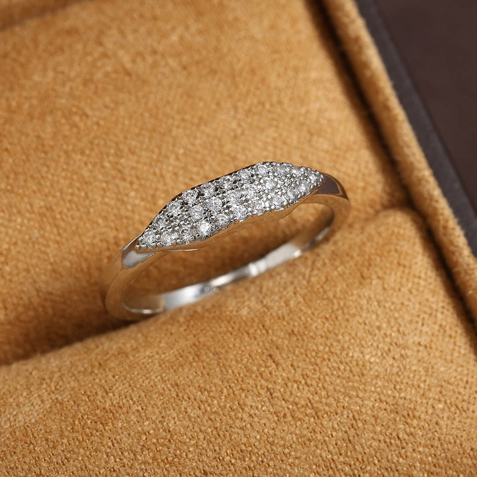 ZAKOL Tiktok Shein Trendy Shiny Micro Pave Zircon Finger Ring White  Crystal CZ Minimalist Aesthetic Ring for Women Wholesale