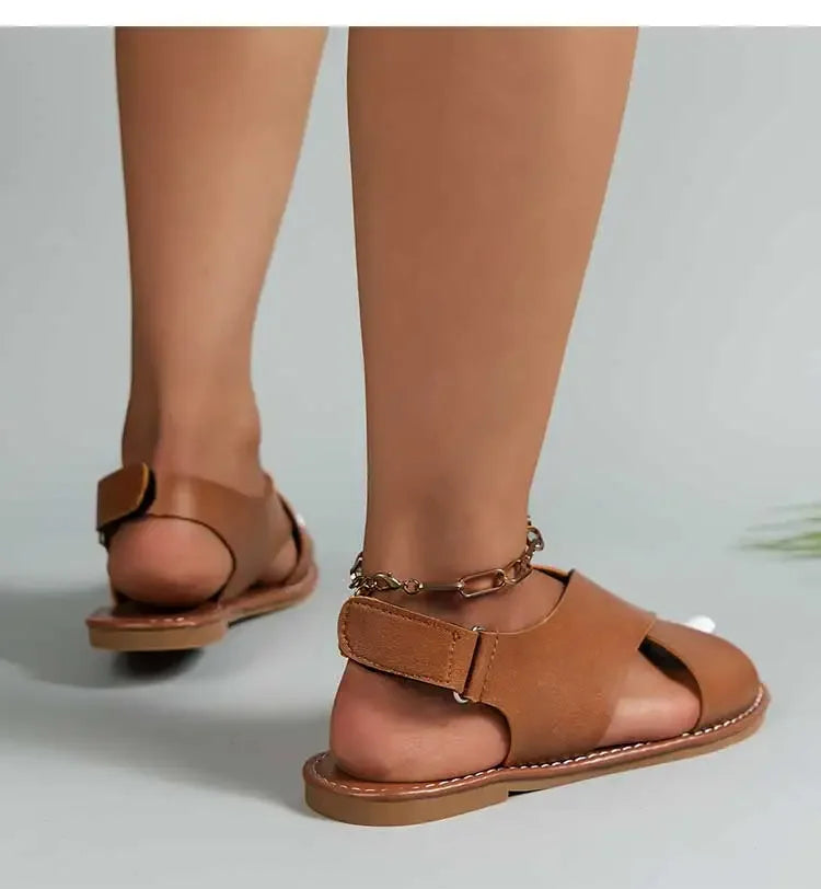 Women's Sandals 2025 Summer Women Flat Shoes Soft Pu Leather Sandalias De Mujer Summer Sandals Women Beach Footwear