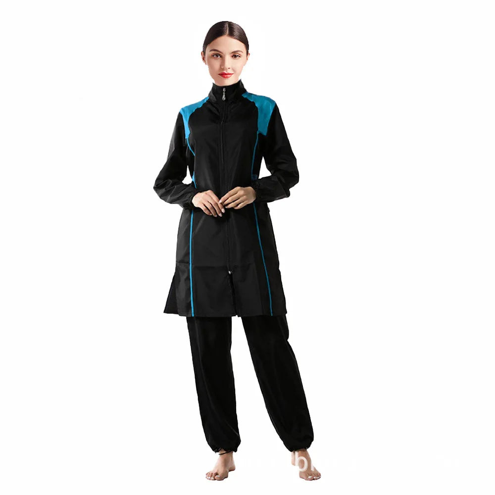 Muslim Modest Burkini Women Long Sleeve Print Swimwear Full Cover Swimsuit Islamic Bathing Suit Beachwear Swimming Costumes Set