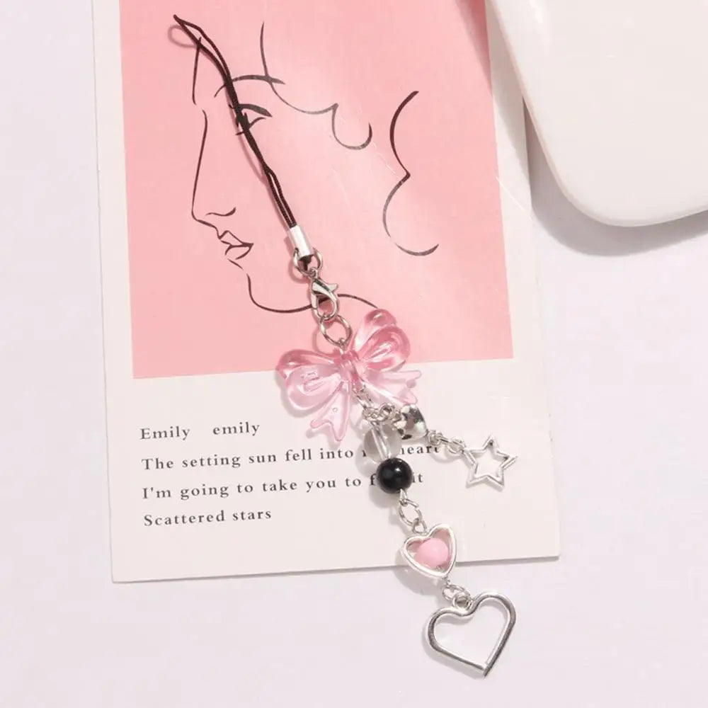 Creative Crystal Bowknot Pearl Beaded Mobile Phone Straps for Women Phone Case Key Chain Bag Pendant Decoration Accessories