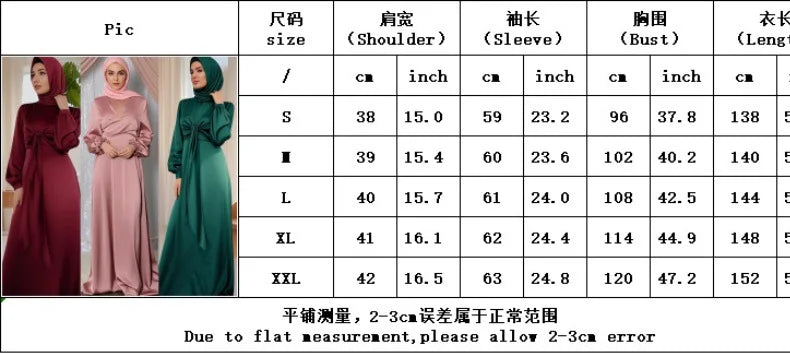 Ramadan Arabic Muslim Women Modest Dress Elegant Dubai Satin Abaya Islamic Party Clothing Holiday Travel Outfit 2025 Turkey Robe