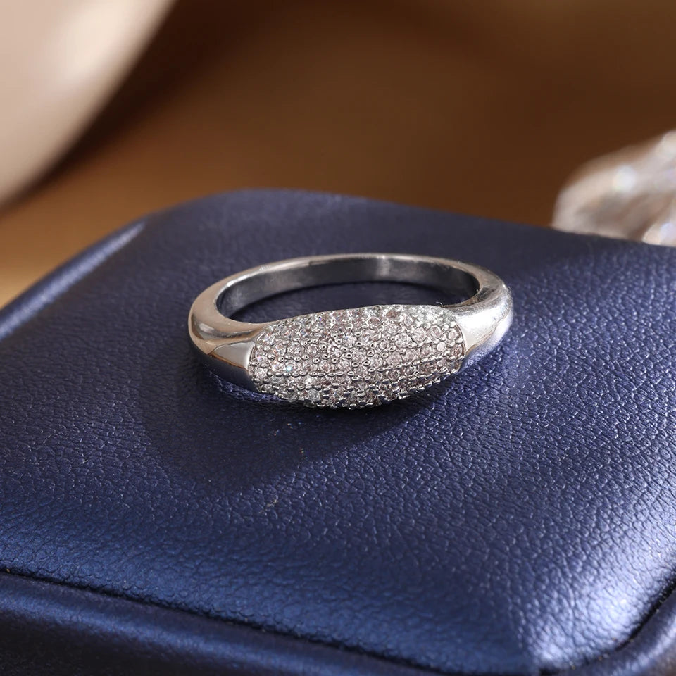 ZAKOL Tiktok Shein Trendy Shiny Micro Pave Zircon Finger Ring White  Crystal CZ Minimalist Aesthetic Ring for Women Wholesale