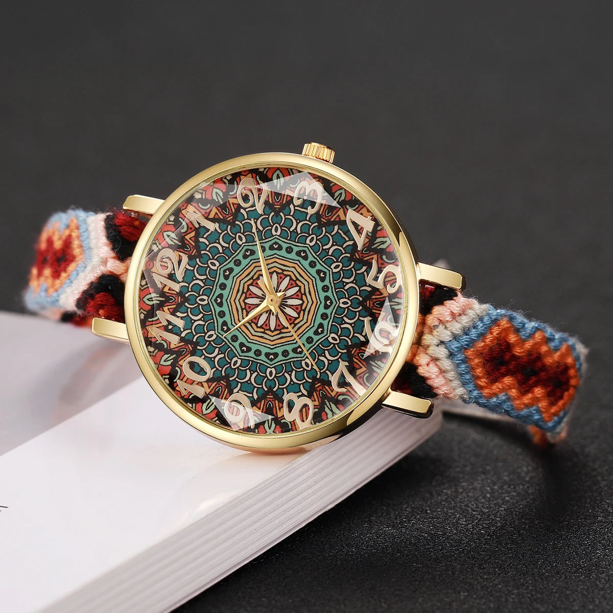 Fashion Woven Strap Women Watches Vintage Arabic Numeral Dial Quartz Watches For Ladies Clock Reloj Mujer（Without Box）