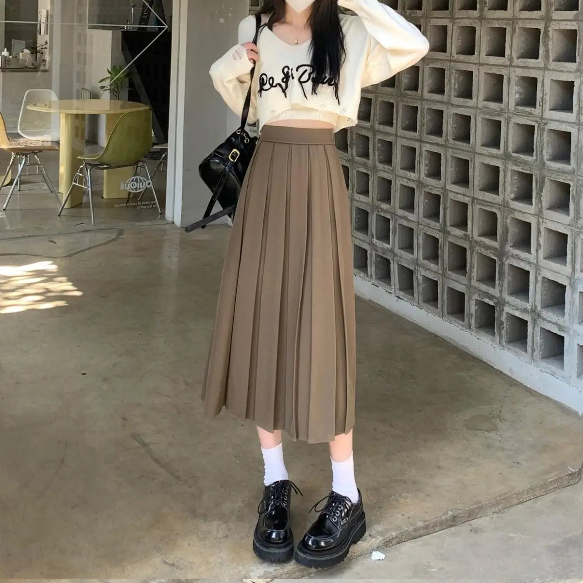 Modest Skirts for Women  Korean Style Long Black Skirt Women's Pleated Skirt Long Skirts for Women Fashion 2023 Dazy  A-LINE