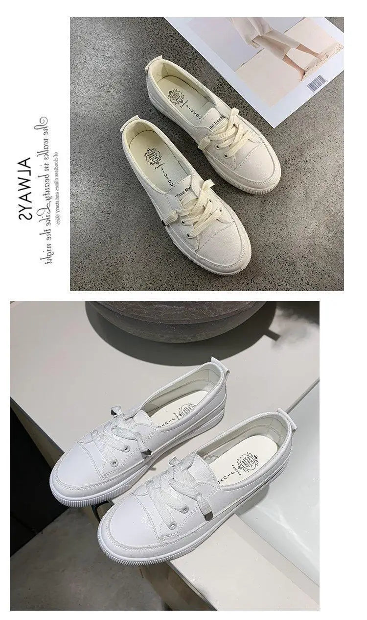 Women's Shoes 2024 New PU Leather Comfortable Casual Sports Shoes Fashionable Versatile Flat White Shoes