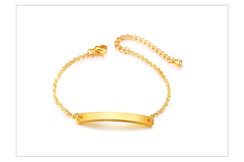 Free Custom Name Bracelet for Women,Stainless Steel Link Chain Bracelet,Elegant Personalized ID Bar Bracelets,Chic Jewelry Gifts