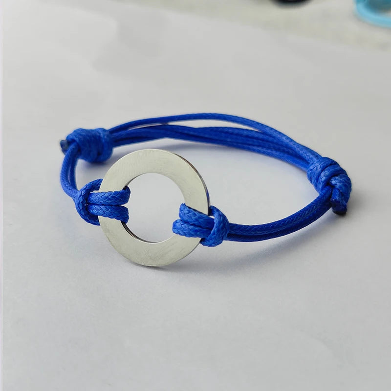 Personalized Rope Bracelet for Women  12 colors Adjustable Custom Name Disc Lettering  Stainless Steel Bracelet For Her