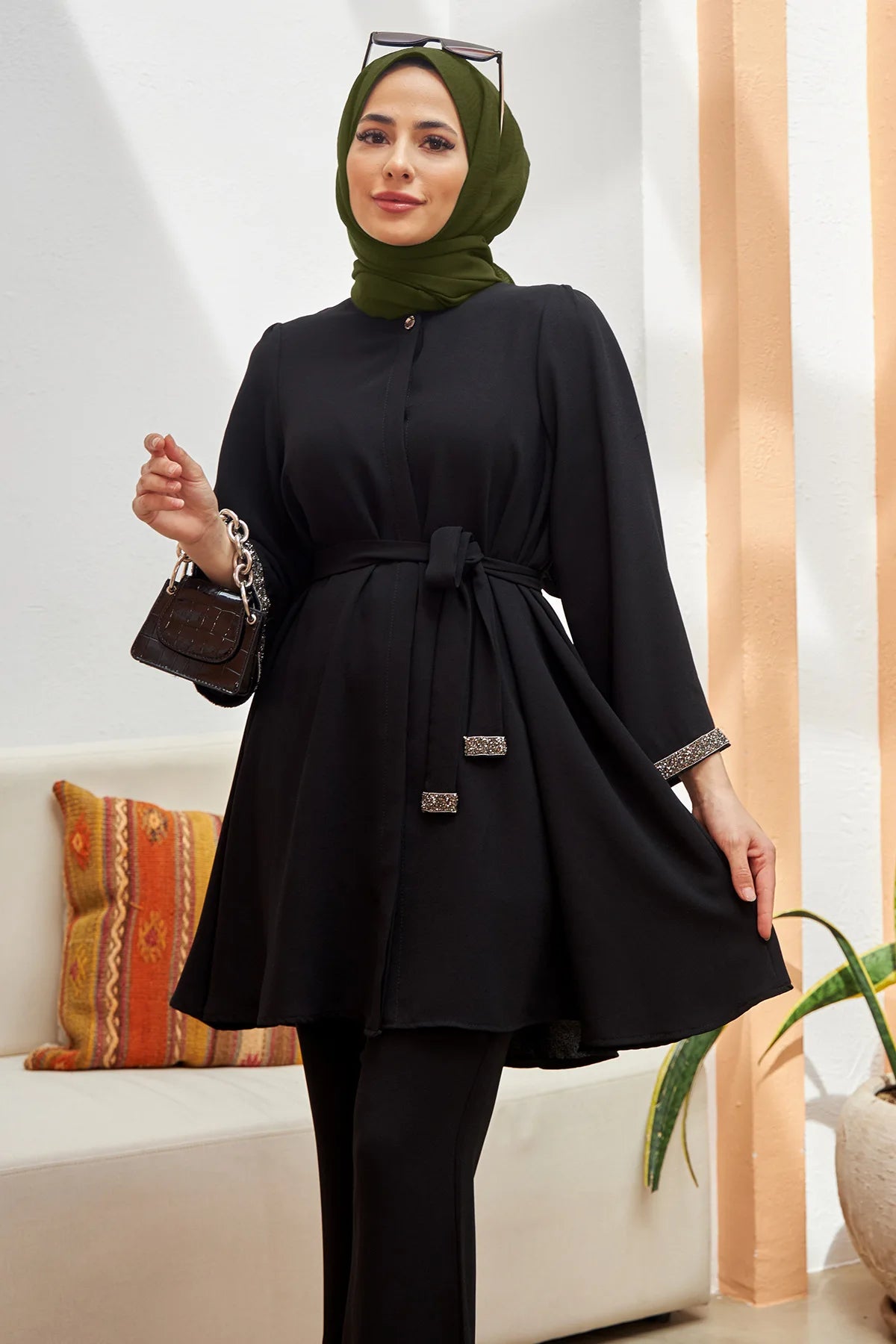 عباية رمضانية محتشمة مكونة من قطعتين، طقم إسلامي من دبي، بلوزات وسراويل، عبايات للنساء، قفطان، رداء نسائي، طقم إسلامي