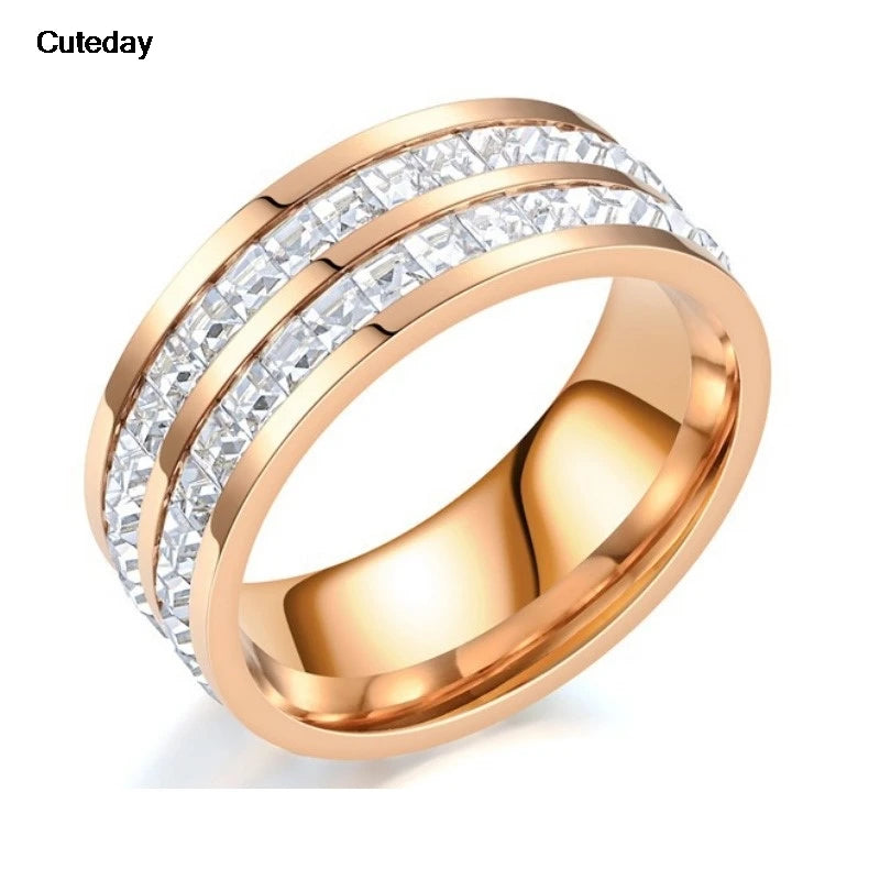 2024 Nwe Stainless Steel 18 K Gold Plated Sun Rings for Women Natural Stone Inlaid in Hollow Metal Texture Ring Trendy Jewelry