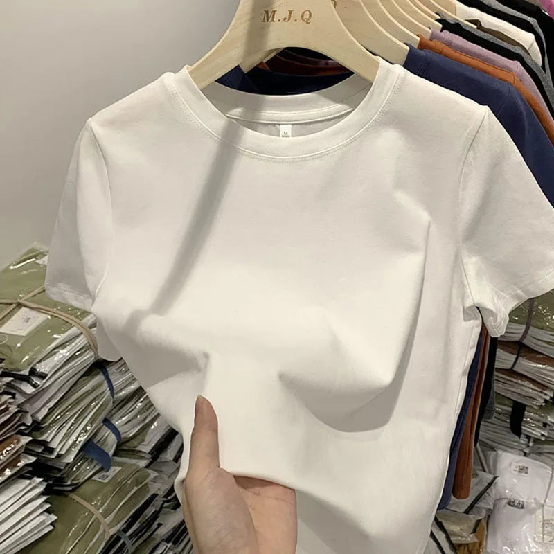 Women T Shirt Girls T-Shirt Woman Clothes Tops  Tshirt Female Short Sleeve Spring Tee Sexy Y2k Top White