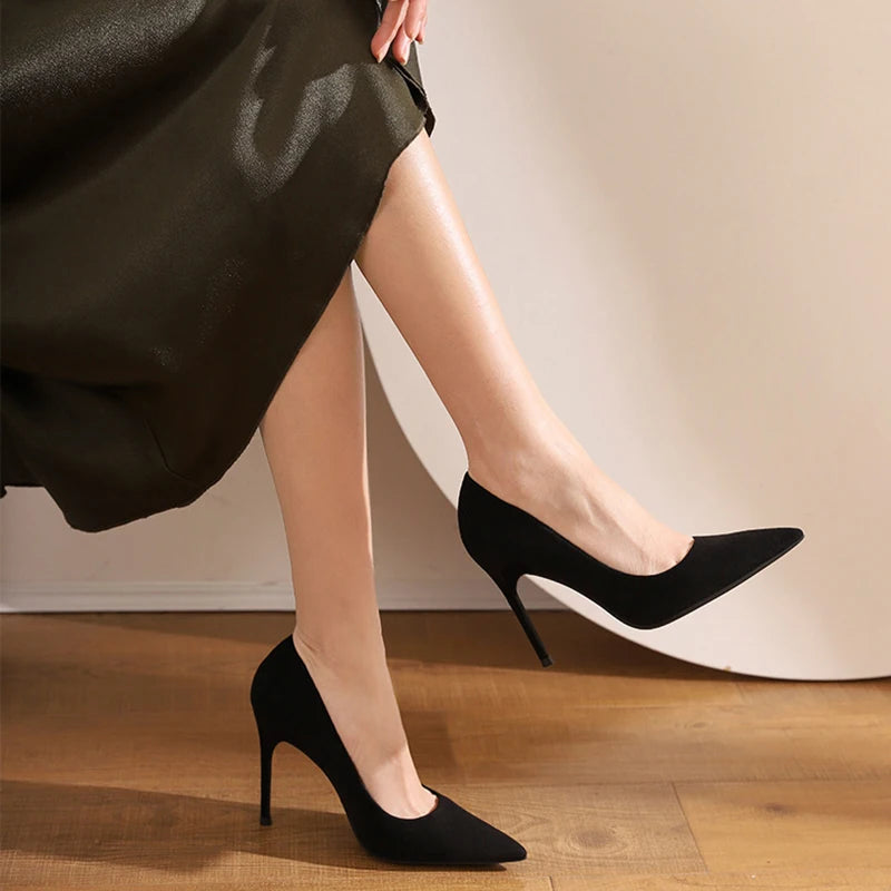 Women Shoes 2023 New Women Pumps Suede High Heels Shoes Fashion Office Shoes Stiletto Party Shoes Female Comfort Women Heels