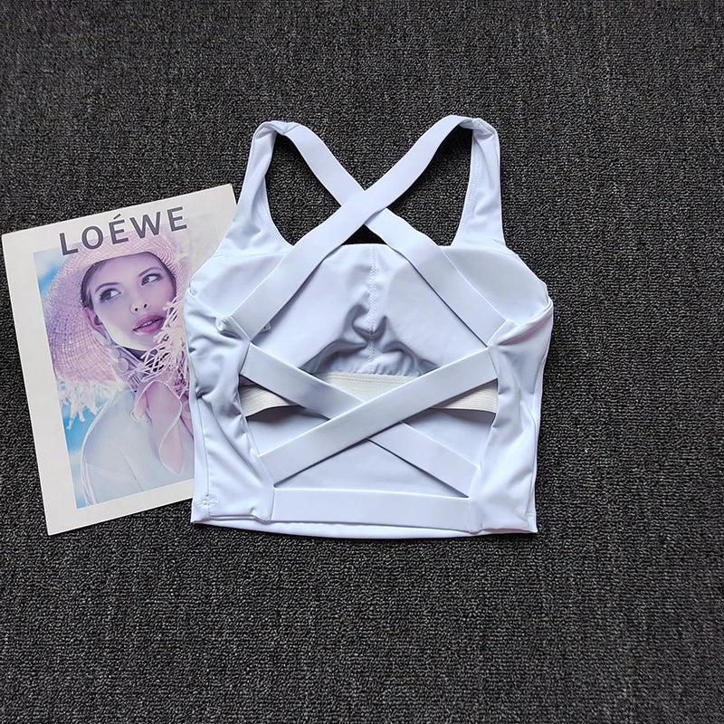 High-intensity Sports Underwear for Women Cross Fitness Vest Shockproof Yoga Training Breasts Bra Pilates Beautiful Back Suit