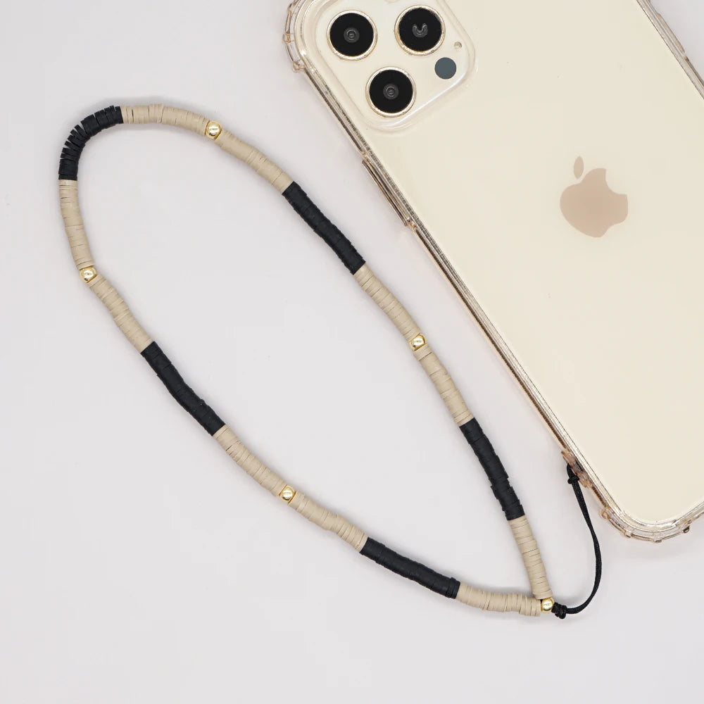 Clay Solid Color Mobile Phone Charm Phone Strap Lanyard Imitation Pearl Rope Cellphone Chains for Women Fashion Accessories