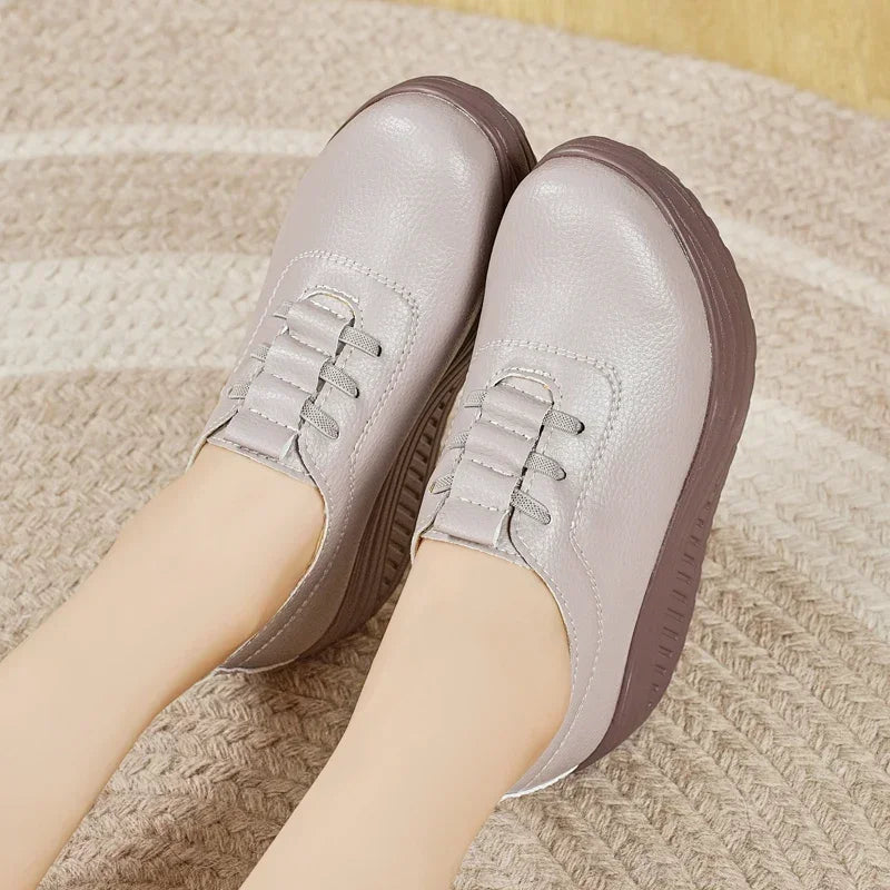 Women's Sneakers PU Leather Platform Thick Bottom Casual Walking Vulcanized Shoes Fashion Female Footwear Zapatillas Mujer