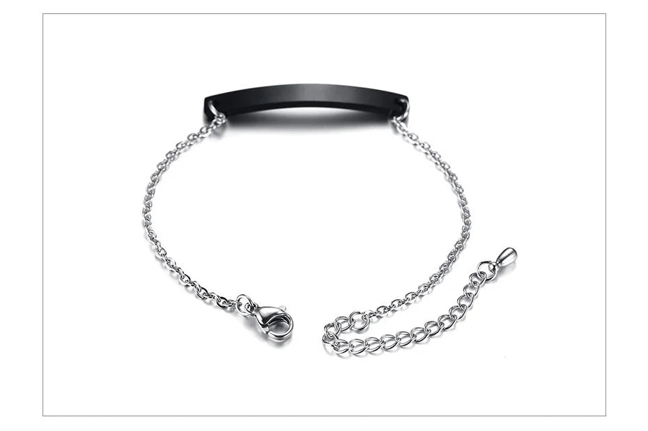 Free Custom Name Bracelet for Women,Stainless Steel Link Chain Bracelet,Elegant Personalized ID Bar Bracelets,Chic Jewelry Gifts