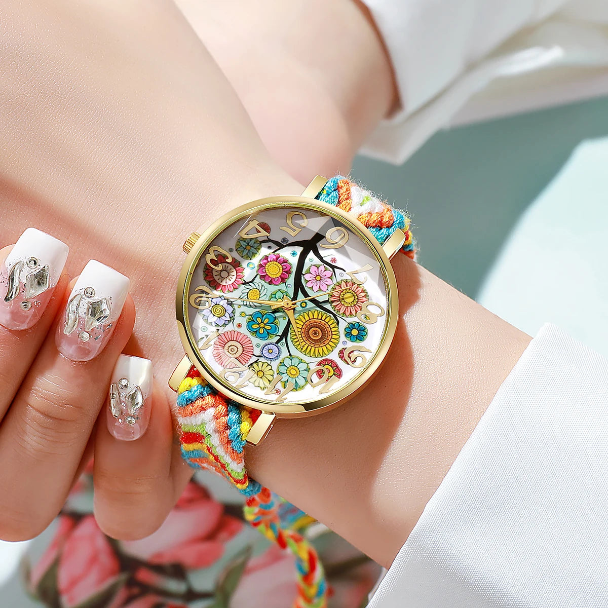 Fashion Woven Strap Women Watches Vintage Arabic Numeral Dial Quartz Watches For Ladies Clock Reloj Mujer（Without Box）