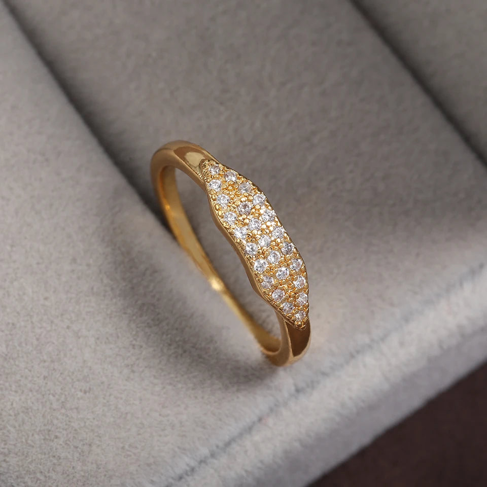 ZAKOL Tiktok Shein Trendy Shiny Micro Pave Zircon Finger Ring White  Crystal CZ Minimalist Aesthetic Ring for Women Wholesale