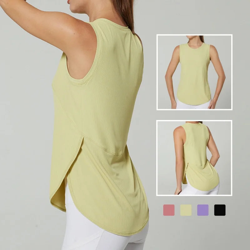 Women Gym Yoga Vest Athletic Fitness Sports Tank Tops Quick Dry Running Blouse Workout Tops Sleeveless Back Yoga Shirts Gym Top