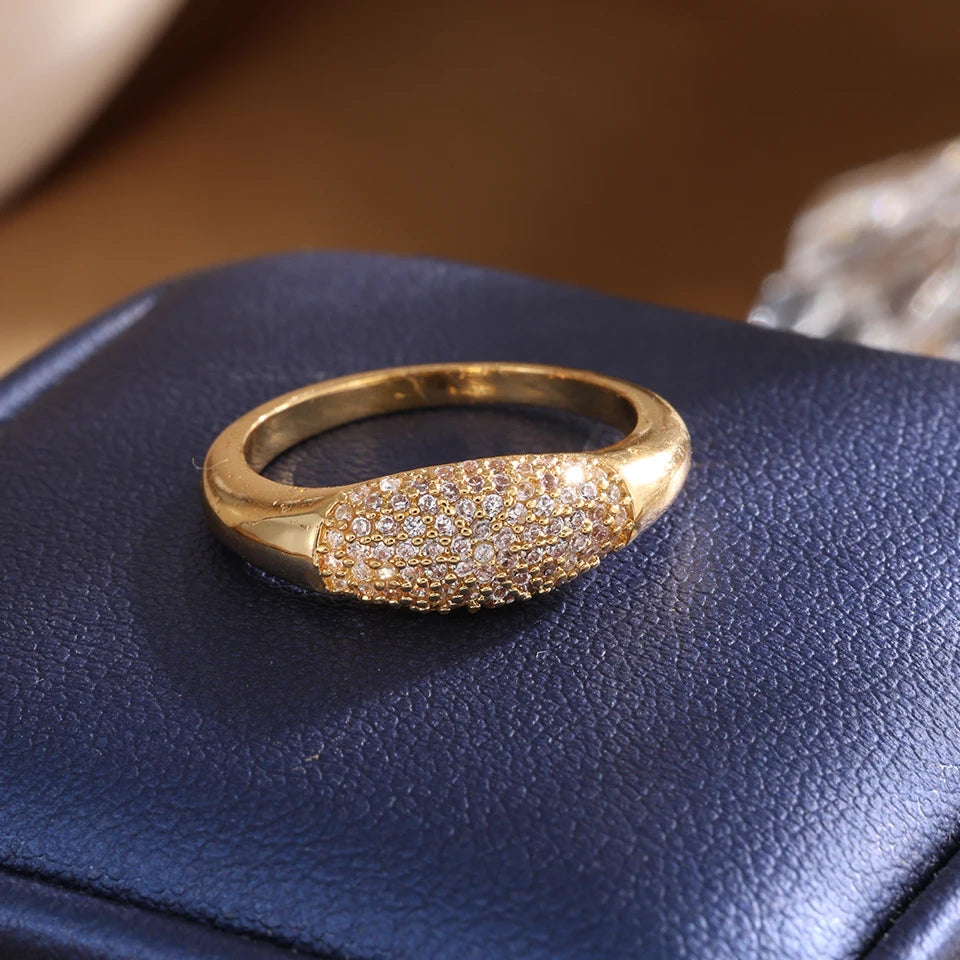 ZAKOL Tiktok Shein Trendy Shiny Micro Pave Zircon Finger Ring White  Crystal CZ Minimalist Aesthetic Ring for Women Wholesale