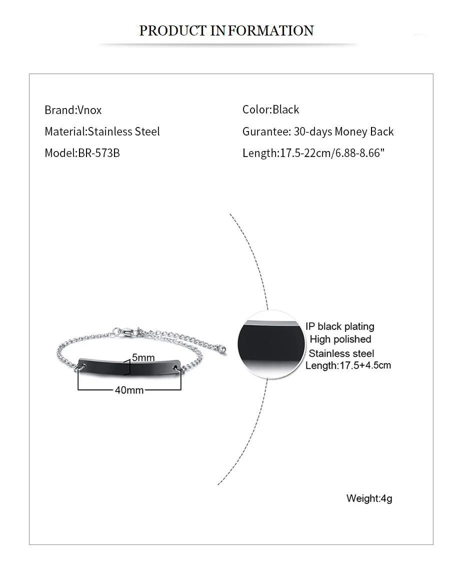 Free Custom Name Bracelet for Women,Stainless Steel Link Chain Bracelet,Elegant Personalized ID Bar Bracelets,Chic Jewelry Gifts