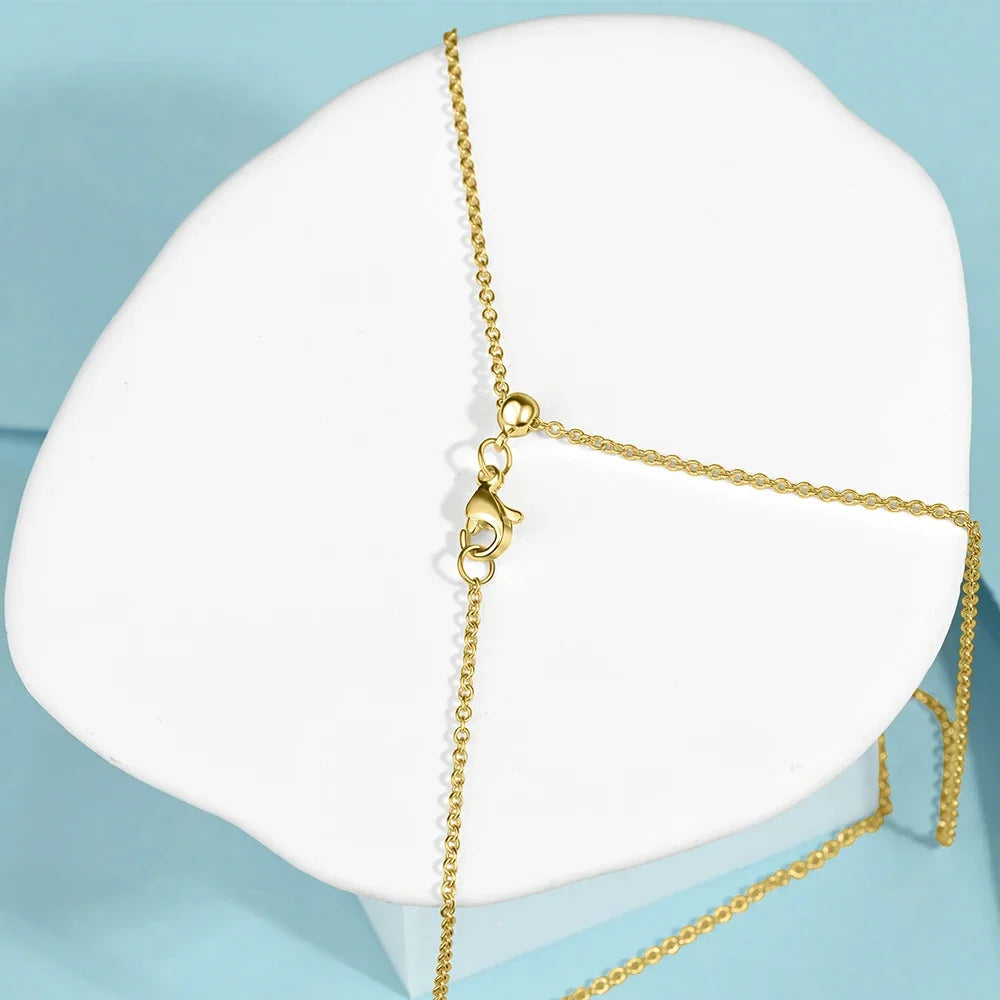 New 925 Sterling Silver Simple Necklace Gold Silver Rose Gold Premium Bare Chain For Women Valentine's Birthday Gift DIY Jewelry