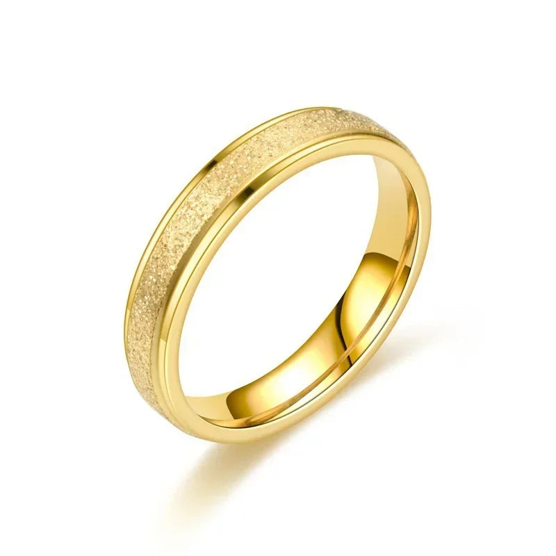 Trendy Rings Stanless Steel Luxury Fashion Titanium Rose Gold Color Frosted Ring Exquisite Women Men Jewelry Wedding Gift Hot