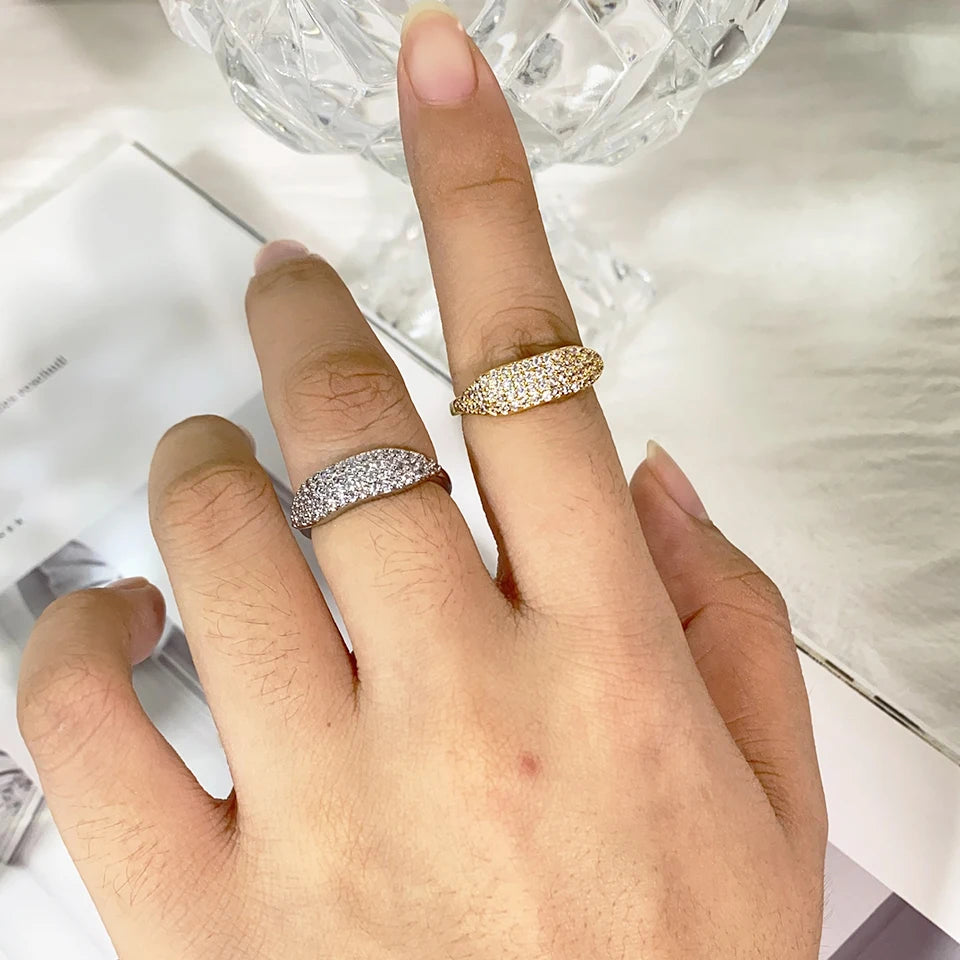 ZAKOL Tiktok Shein Trendy Shiny Micro Pave Zircon Finger Ring White  Crystal CZ Minimalist Aesthetic Ring for Women Wholesale