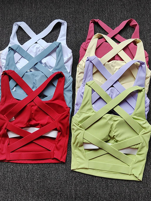 High-intensity Sports Underwear for Women Cross Fitness Vest Shockproof Yoga Training Breasts Bra Pilates Beautiful Back Suit