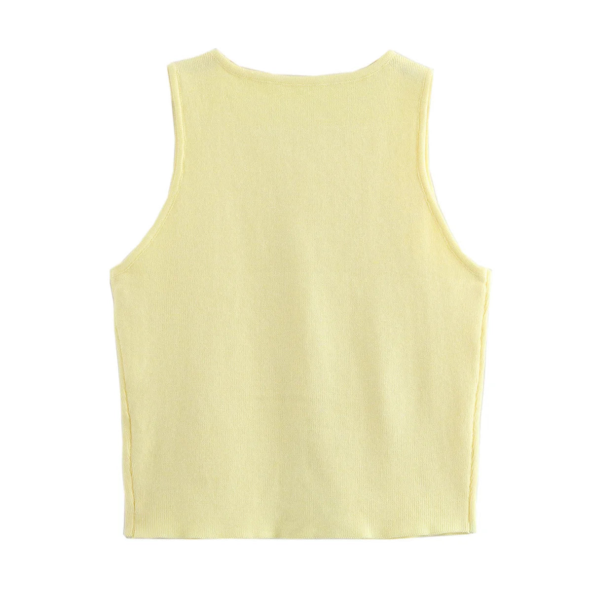 TRAF Female Sweater Vest Cropped Knit Vest Woman Sleeveless White Blue Vest Women Autumn Button Slim Yellow Pink Knitted Vests