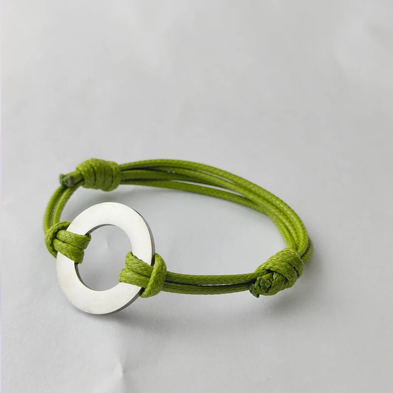 Personalized Rope Bracelet for Women  12 colors Adjustable Custom Name Disc Lettering  Stainless Steel Bracelet For Her